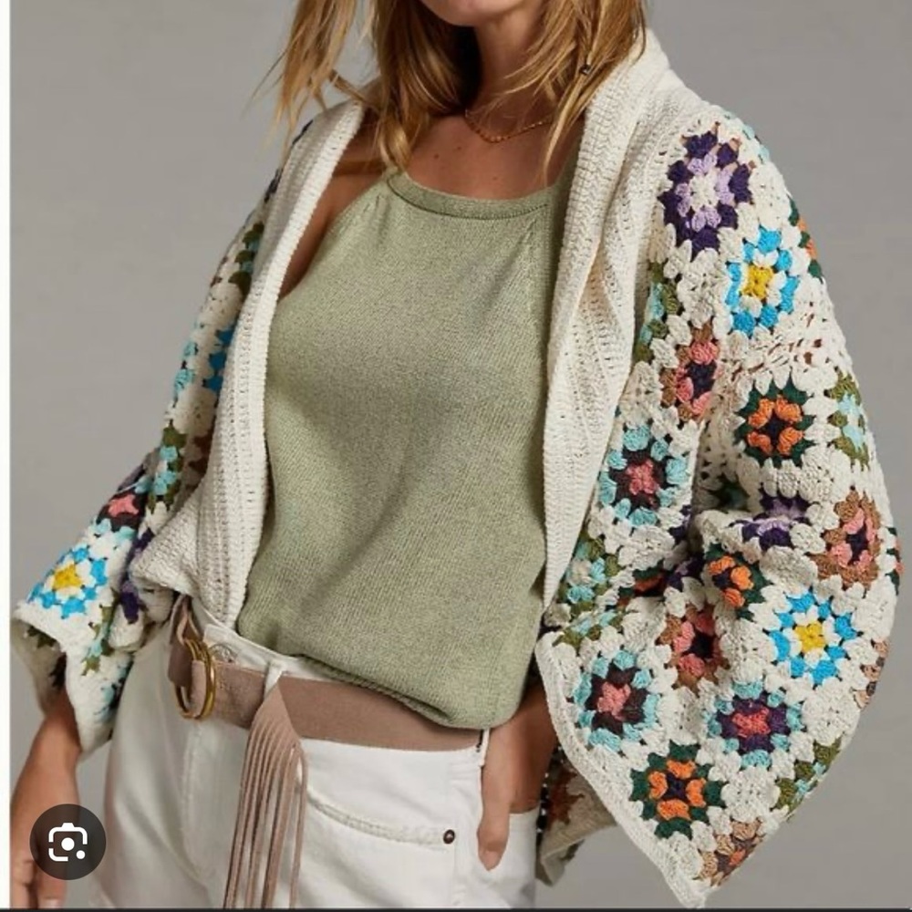 Anthropologie Square Crochet Cardigan - NWT